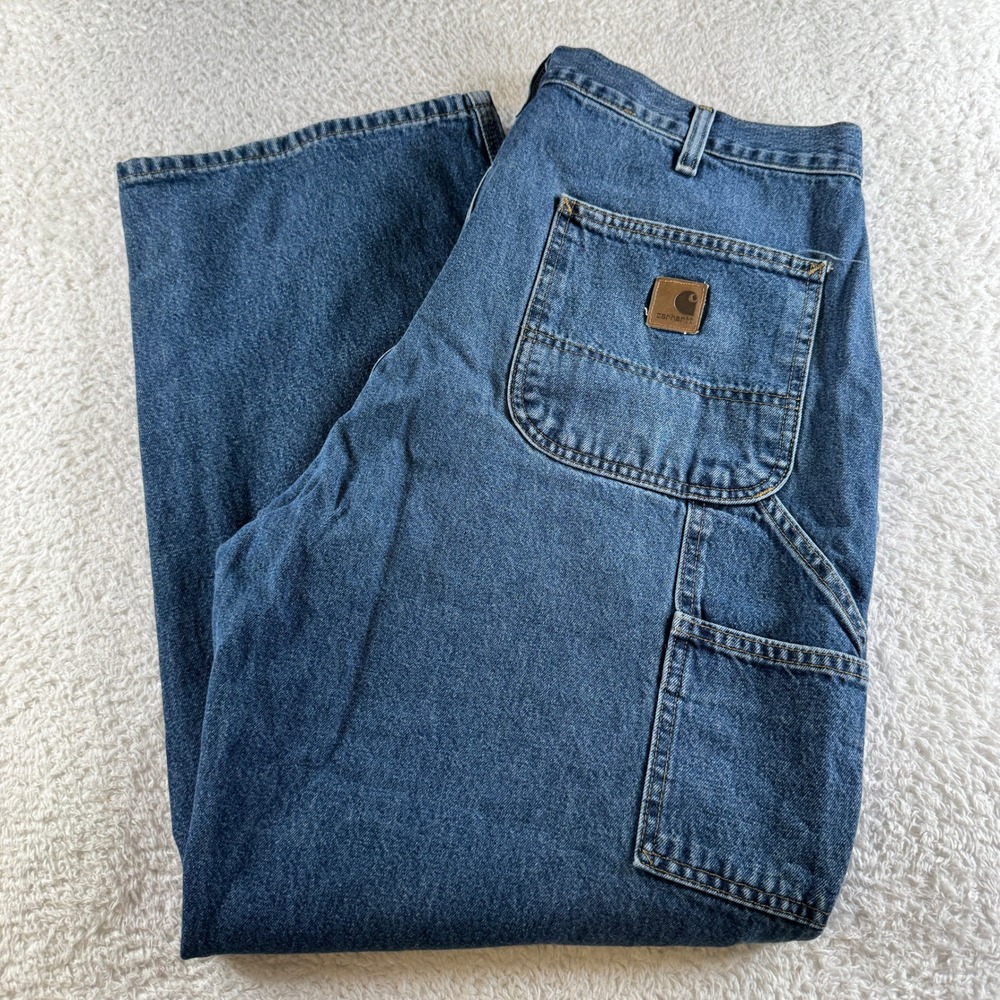 Carhartt Jeans Men 36x30 Blue Excellent B13 DPS Dungaree Fit Workwear Denim